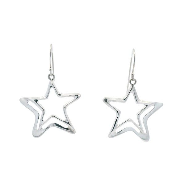 Sterling Silver Celestial Star Dangle Earrings - image 1