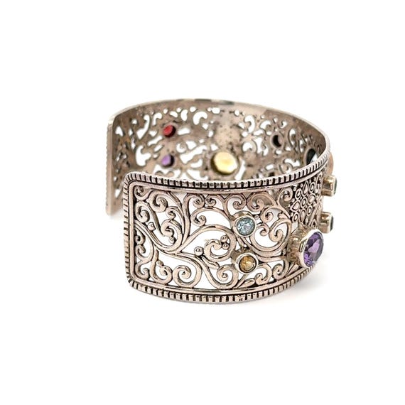 Elegant Multi-Gemstone Scroll Bangle Samuel Benha… - image 2