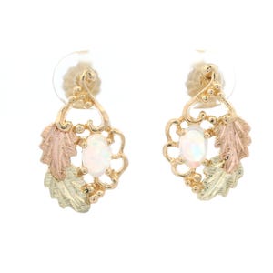 10k Tri-Color Gold Opal Earrings