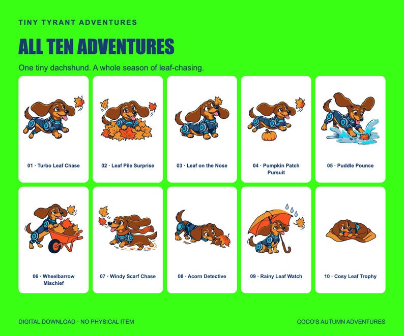 Autumn Dachshund SVG Bundle, 10 Designs, Cricut & Silhouette Cut Files, Digital Download image 2