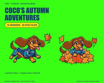 Autumn Dachshund SVG Bundle, 10 Designs, Cricut & Silhouette Cut Files, Digital Download