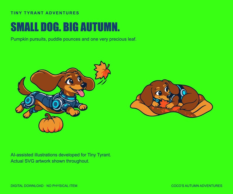 Autumn Dachshund SVG Bundle, 10 Designs, Cricut & Silhouette Cut Files, Digital Download image 6
