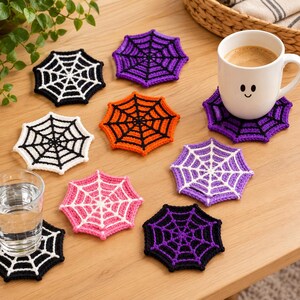 Crochet Spiderweb Coaster Pattern, Halloween Crochet PDF, Spooky Coaster, Mug Rug Pattern, Easy Crochet Tutorial