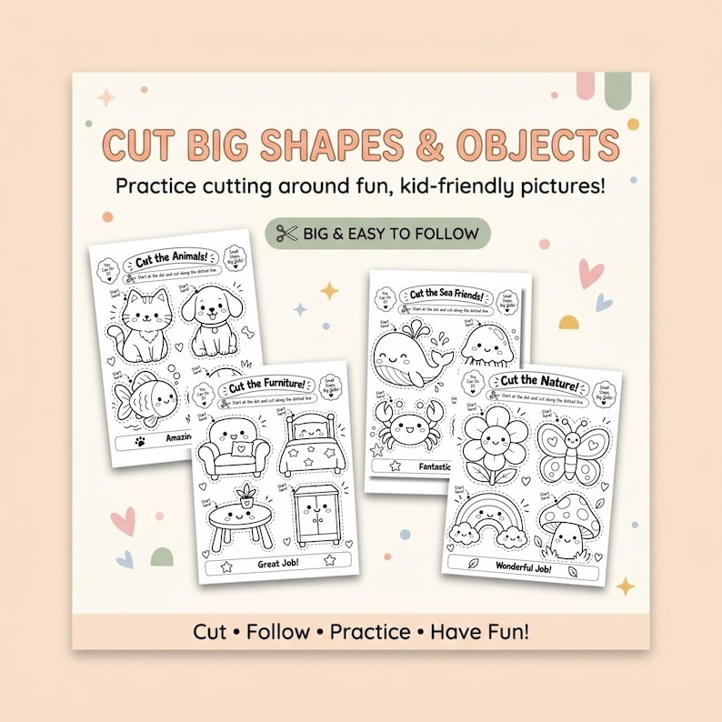 Scissor Skills Workbook | Preschool Cutting Practice | Fine Motor ...