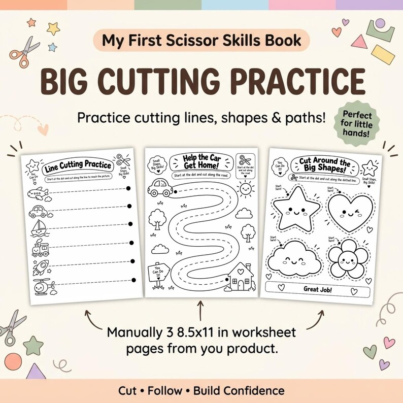 Scissor Skills Workbook | Preschool Cutting Practice | Fine Motor ...