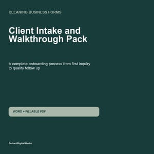 Cleaning Client Intake & Property Walkthrough Forms: Fillable PDF + Word