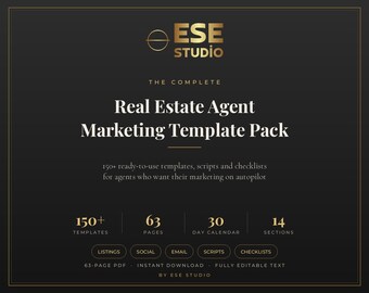 Real Estate Marketing Templates, Realtor Social Media Captions, Listing Descriptions, Email Scripts, Agent Content Calendar PDF