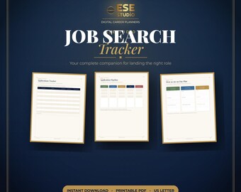 Job Search Tracker Printable PDF, Career Planner, Interview Prep & Application Log, Job Hunting Organizer, 34 Pages, US Letter