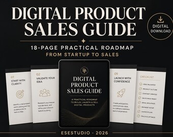 Etsy Digital Product Sales Guide, 18-Page Startup Workbook (PDF Download)