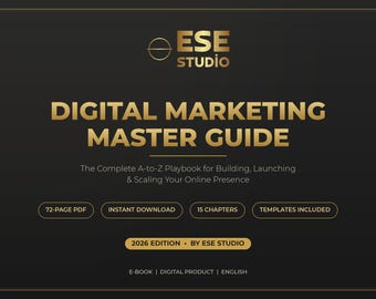 Digital Marketing Master Guide 2026 | 72 Page Marketing Strategy eBook PDF | SEO Social Media Email Ads | Small Business Instant Download