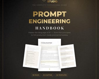 Prompt Engineering Handbook | 156 Page AI Guide + 140 ChatGPT Prompt Templates | Printable PDF | Instant Download | ESE Studio