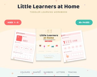 Toddler Workbook Ages 1-3 | 65 Printable Homeschool Worksheets | Colors Shapes Numbers ABC Tracing | Montessori | Instant Download