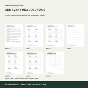 All seven included PDF pages. Instructions, 24 categories in each of two sizes and editable blank sheets on pages 4 and 7.