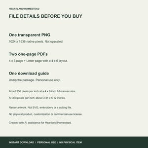 File details: native 1024 by 1536 transparent PNG, two PDF layouts and guide. Personal use only, no physical item, SVG or custom service. AI-assisted artwork.