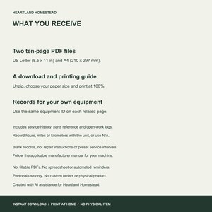 Download includes two ten-page PDFs and guide. Handwriting worksheets. Personal use. No repair instructions or preset intervals.