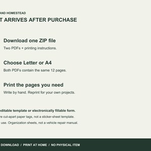 Delivery details: one ZIP, two paper-size PDFs and printing instructions. Handwriting sheets for personal use.