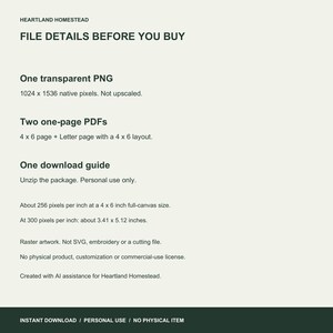 File details: native 1024 by 1536 transparent PNG, two PDF layouts and guide. Personal use, AI-assisted raster artwork, no physical item.