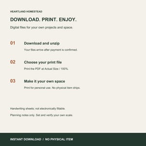 Download and printing instructions for Farm and Greenhouse Planner, Two Printable Layout Worksheets. Personal use; no physical shipment.