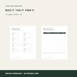 Teardown Organizer, Parts Labels and Restoration Log, 12 Printable Pages. Preview made from the included files. Instant digital download; no physical item.