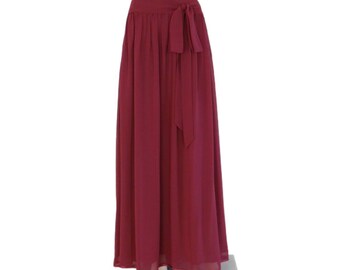 burgundy long skirt outfit