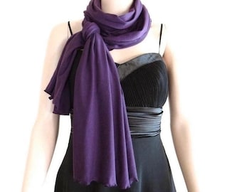 Weicher Baumwoll Spandex Schal. Langer Schal. Lila Wickelschal.