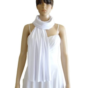 White Shawl. Fashion Soft Cotton Shawl. White Wrap Scarf. Soft Cotton Spandex Long Scarf.