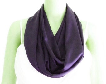 Dark Purple Infinity Scarf. Fashion Circle Scarf. Dark Purple Loop Scarf. Soft Silk Scarf.