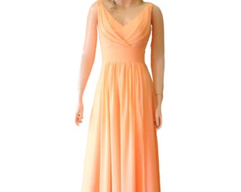 Peach Prom Dress. Peach Bridesmaid Dress. Maxi Dress.