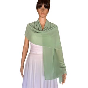 Sage Green Shawl. Sage Green Wrap Scarf. Long Chiffon scarf. Soft Scarf.