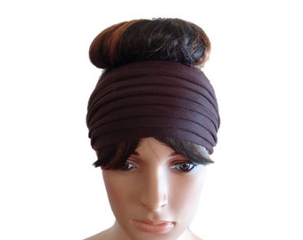 Dark Brown Headband. Wide Head Wrap