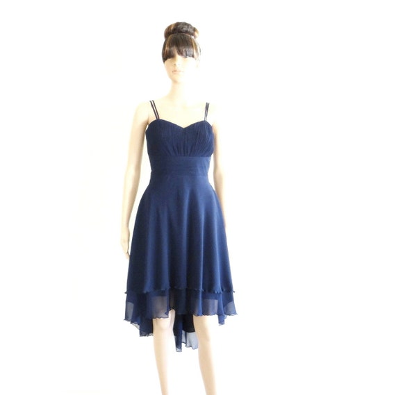 Navy Blue Bridesmaid Dress. Navy Blue High Low Dress. Knee | Etsy
