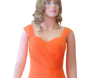 Orange Bridesmaid Dress. Orange Prom Dress. Maxi Dress.