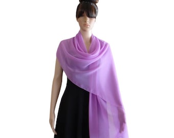 Lavender Long Scarf. Soft Chiffon Scarf. Lavender Wrap Scarf. Lavender Chiffon Shawl.