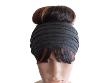 Dark Grey Wide Headband. Dark Grey Head Wrap