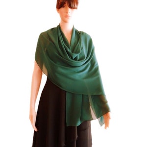 Dark Green Wrap Scarf . Dark Green Long Scarf. Soft Chiffon Scarf. Dark Green Shawl.