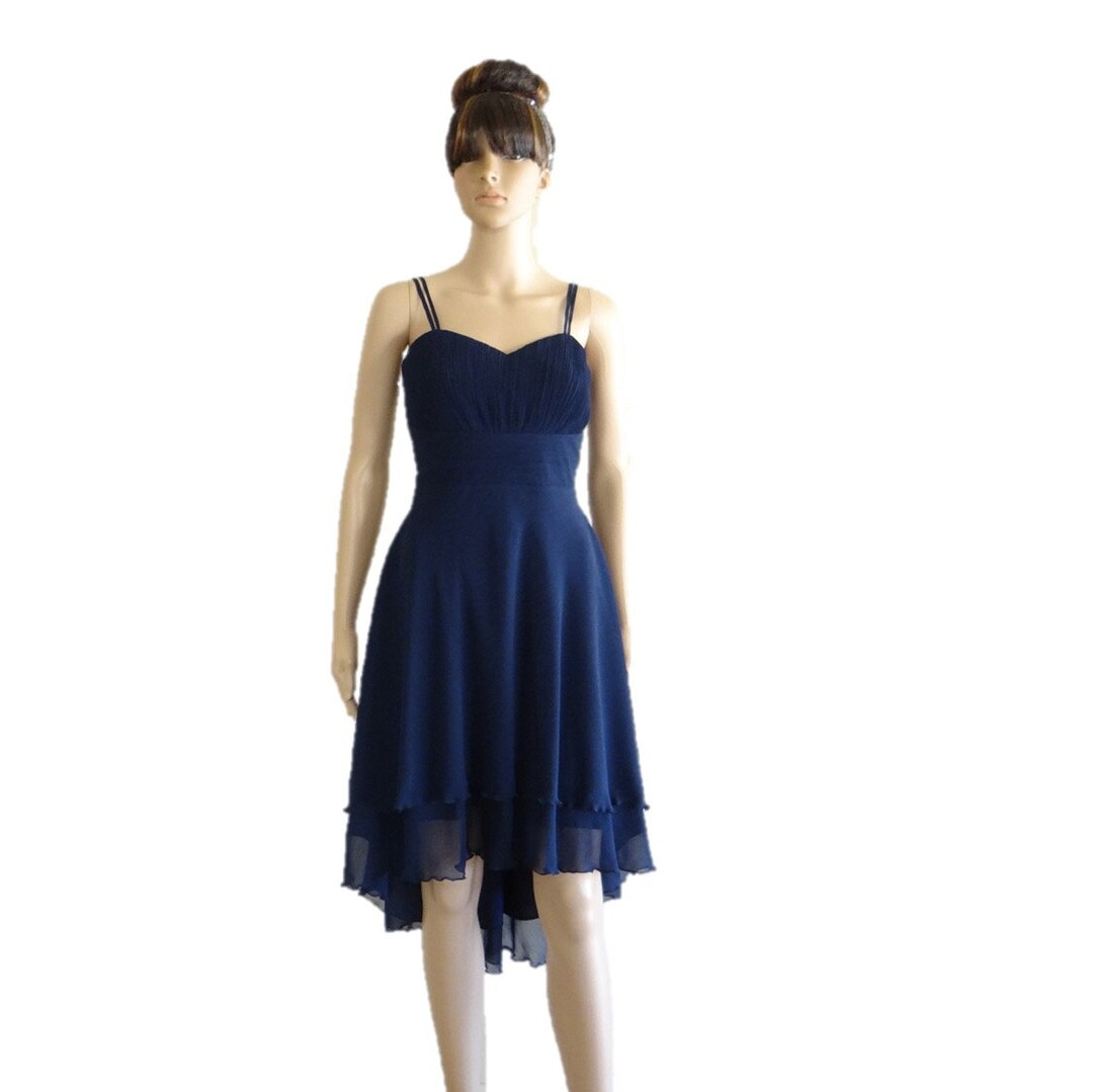 Cocktail Dress Navy Knee Length Bridesmaid Dresses Buy Navy Blue Bridesmaid  Navy Blue High Low Knee, image size:1080x1079