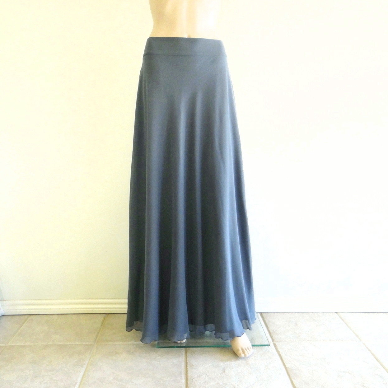 Bluish Grey Long Bridesmaid Skirt. Bluish Grey Maxi Skirt.