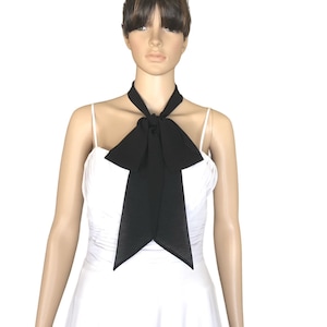 Black Bow Tie Scarf. Chiffon Neck Scarf. Small Scarf.