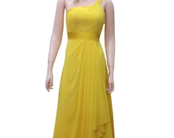 Daffodil Yellow Prom Dress. One Shoulder Dress. Long Bridesmaid Dress - Etsy