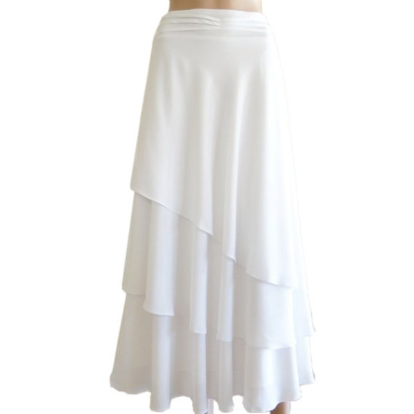 White Long Skirt. White Maxi Skirt. Long Evening Skirt. Party Skirt. Chiffon Floor Length Skirt