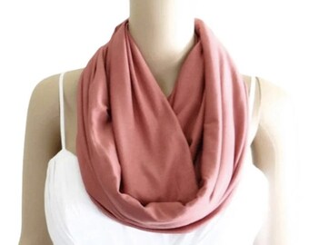 Terracotta Circle Scarf. Soft Cotton Spandex Infinity Scarf