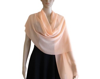 Peach Long scarf. Peach Wrap Scarf. Long Chiffon Scarf. Peach Shawl.