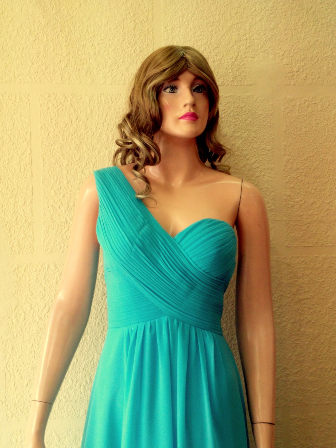 tiffany color bridesmaid dresses Strapless Country Style Blue High Low Chiffon Bridesmaid Dresses main image 0