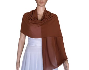 Dark Terracotta Shawl. Dark Terracotta Wrap Scarf. Long Chiffon scarf. Soft Scarf.