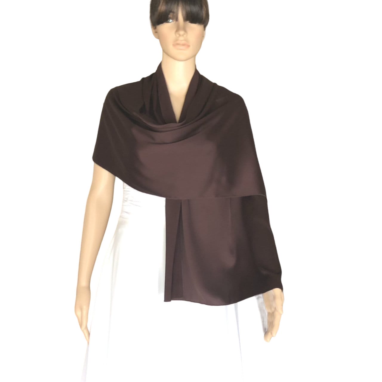 Central Chic Scialle In Chiffon Donna - Large Marrone, Elegante Per Matrimoni E Cerimonie - 2
