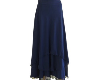 Jupe Marine En Laine Ellen Tracy - Taille 16 - Fendue Latérale - Occasion Très Bon état