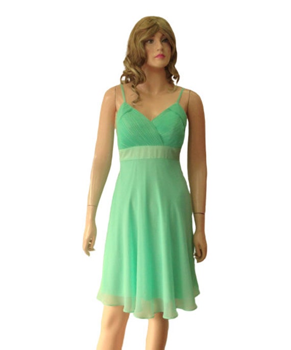 green emerald velvet dress Mint Green Ruched V-Neck Spaghetti Straps Chiffon Bridesmaid Gown