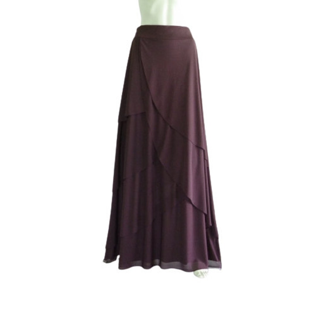 Amazon.com: Women's Double Layer Swing Skirt Chiffon Beach Skirt Practice  Folk Dance Long Skirt Dark Purple : Clothing, Shoes & Jewelry
