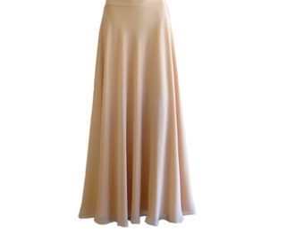 Tan Bridesmaid Skirt. Chiffon Maxi Skirt. Tan Full Skirt. Long Evening Skirt. Tan Floor Length Skirt.