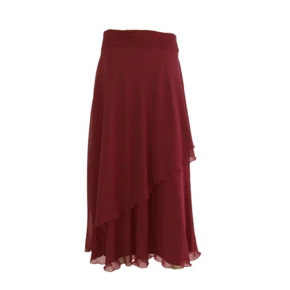 burgundy and white skirt